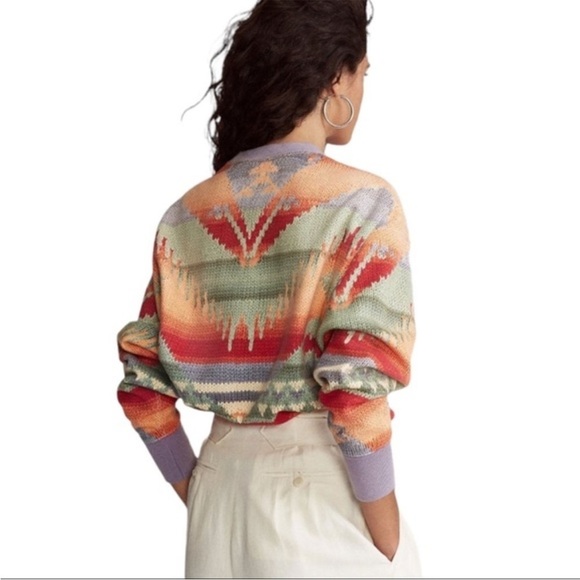 Polo Ralph Lauren Womens Size Med Southwestern Fleece Sweatshirt Multi BCN Print - Picture 3 of 12